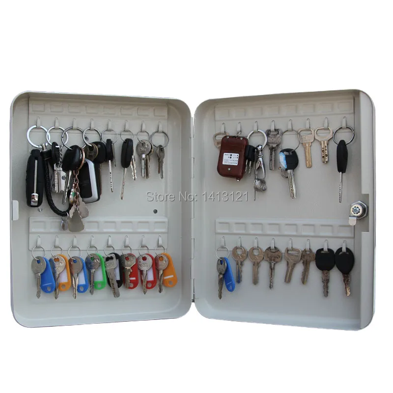 Metal Key Box ToolCase Storage Case Bins Wall Mounted Toolbox Management Cabinet With 28 Pcs Card Office Hotel Facility Property