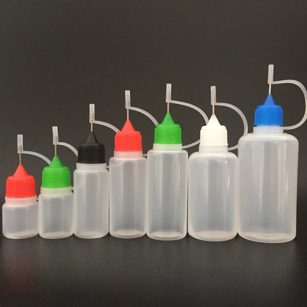 200pcs Needle Bottle 3ml 5ml 10ml 15ml 20ml 30ml 50ml PE Soft Empty Plastic Dropper Bottles For E Juice With Metal Tips