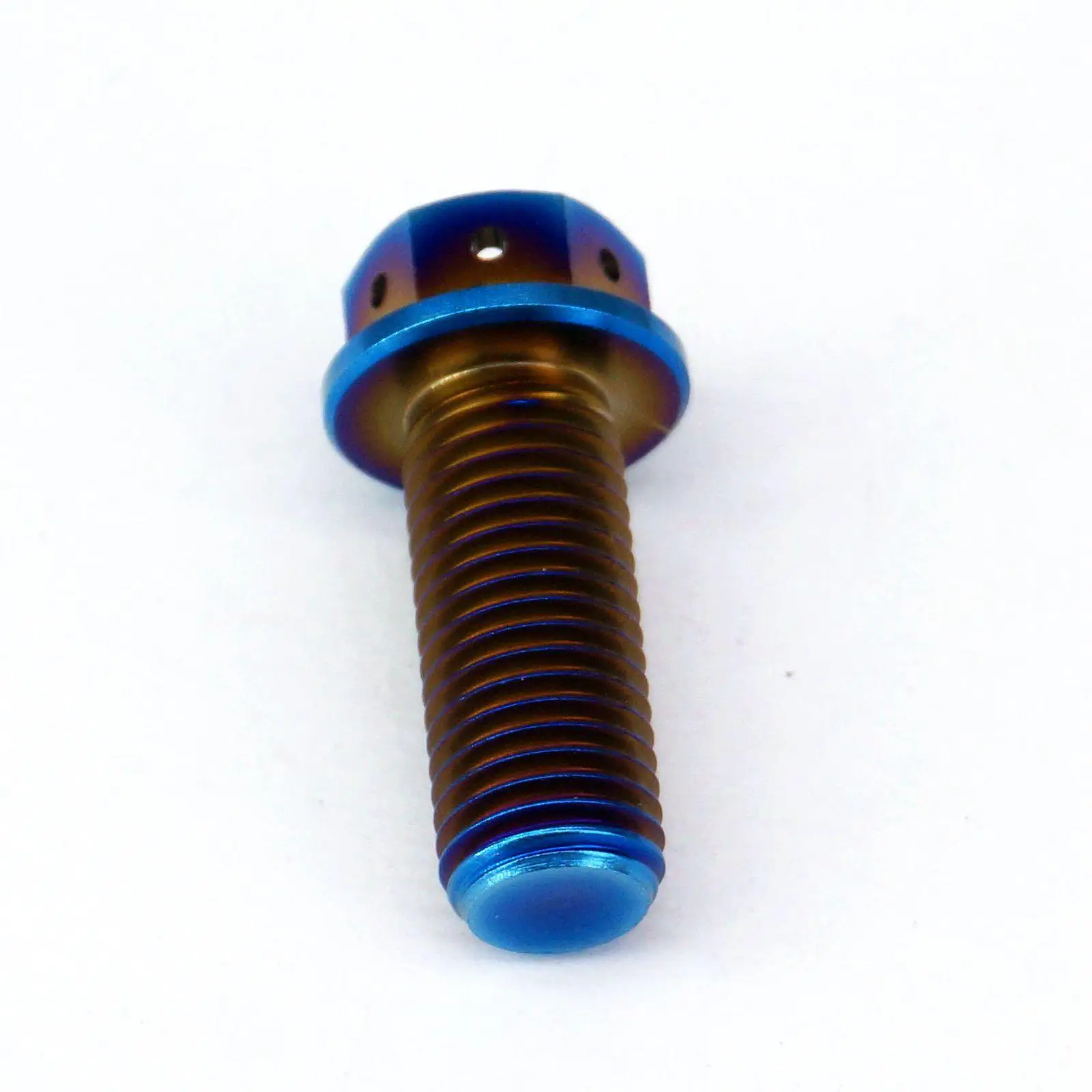 1.25mm Pitch M10x25mm Burn Blue GR5 Titanium Motorcycle Hex Head Flange Bolts