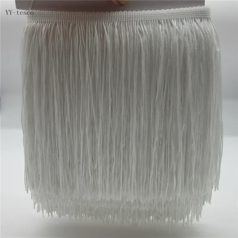 5 Meters 20cm Width Lace Fringe Tassel black Polyester Fringe Lace Trim Ribbon Sew Latin Dress Stage Garment Accessories