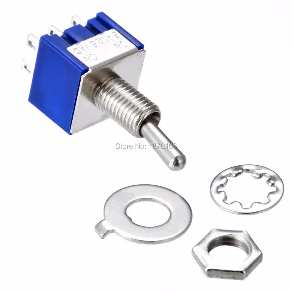10 قطعة MTS-202 MTS-203 AC 125V 6A أمبير على/على 2 موقف DPDT 6 دبابيس تبديل مصغرة التبديل