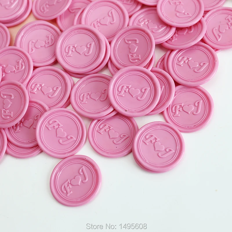 Custom initial wax seal invitation stickers, personalize 2 initials with heart envelop seal stickers ,23 colors, wedding sealing