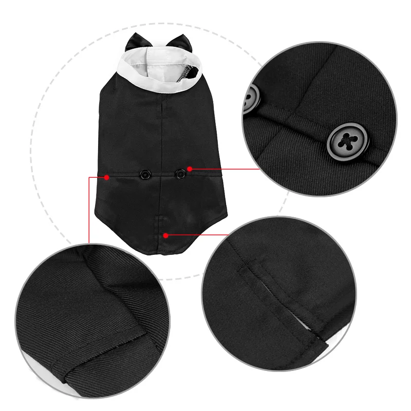 Gentleman Pet Dog Costume Black Bow-tie Suit For Dogs Bridegroom Formal Party Wedding Clothes  Cat Puppy Dog Coat S/M/L/XL/2XL