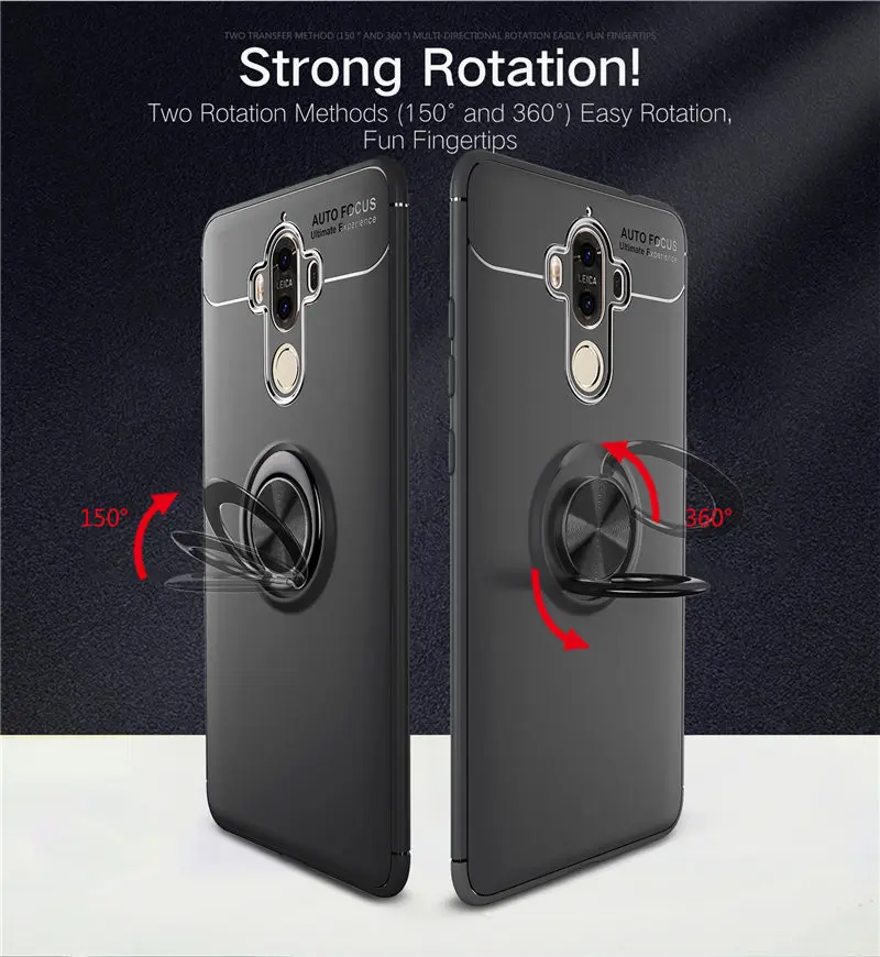 Чехол для Huawei Mate 9 MHA L09 L29, автомобильный держатель, подставка, магнитный кронштейн, кольцо на палец, силиконовый чехол для телефона Huawei Mate 9
