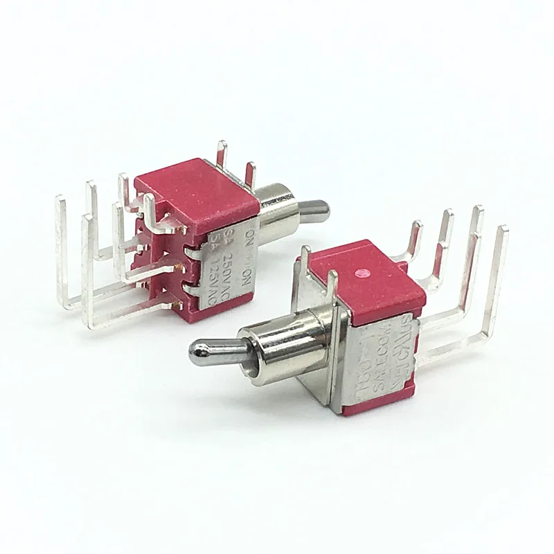2pcs Miniature Latching Toggle Switch T80-T ON ON 6 pins DPDT 2 Position 3A/250V 5A/125V 6mm T8012L
