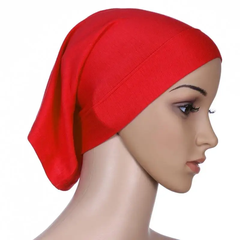 Newest Islamic Muslim Women's Head Scarf Cotton Underscarf Hijab Cover Headwrap Bonnet Solid Plain Hijabs Underscarf Indian Hat