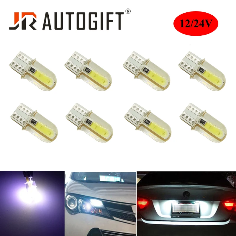 

200x LED W5W T10 194 168 COB Parking Bulb Auto Wedge Clearance Lamp Silica License Light Red Blue Yellow White 12/24V CarStyling