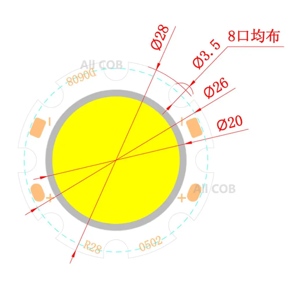 Ampoule LED ronde en aluminium COB, Module de Source de lumière 3W 5W 7W 10W 12W, puces à rabat pour projecteur, 28mm 20mm, 10 pièces/lot, offre