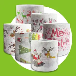 Christmas Pattern Series Roll Paper Prints Funny Toilet Paper Christmas Santa Claus Bath Toilet Roll Paper Christmas Decorations