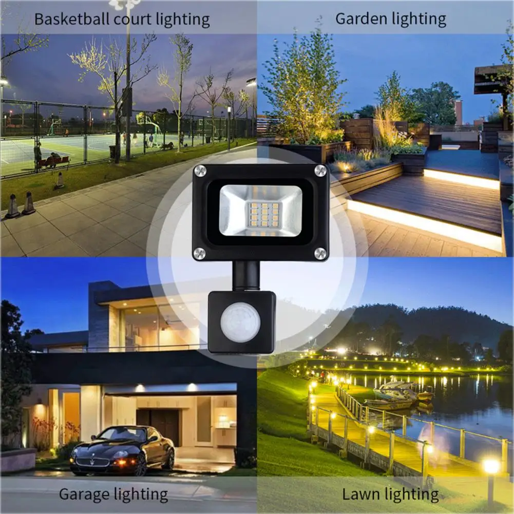 10W ไฟ Led น้ำท่วมกลางแจ้ง Lanscape 10W กันน้ำ IP65 AC 200-240V Induction Sense โคมไฟน้ำท่วมสวน700LM
