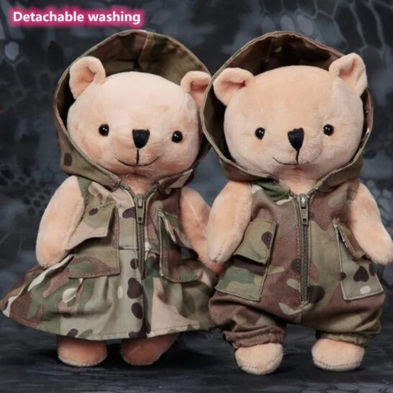 Men Women Backpack Pendant Camouflage Bear Fans Training Hunting Vest Hanging Accessory Doll Bear Removable Washed