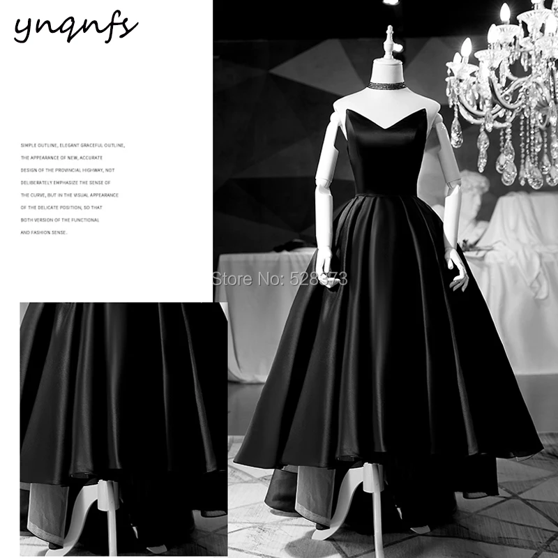 YNQNFS M162 Black Formal Dress Prom Sleeveless Satin High Low Ball Gown Elegant Mother of the Bride Dresses Party Guest 2019