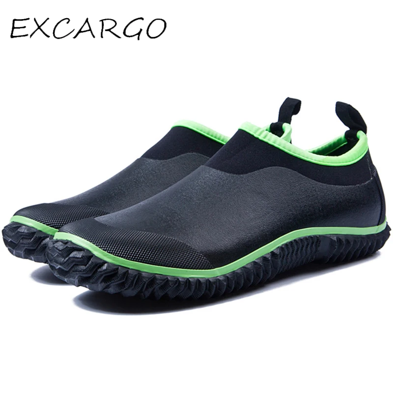 EXCARGO 35 -46 Rainboots Men Rubber Shoes Round Toe Shallow Slip On Shoes For Men 2019 Spring Autumn Solid Casual Rainbooots Sho