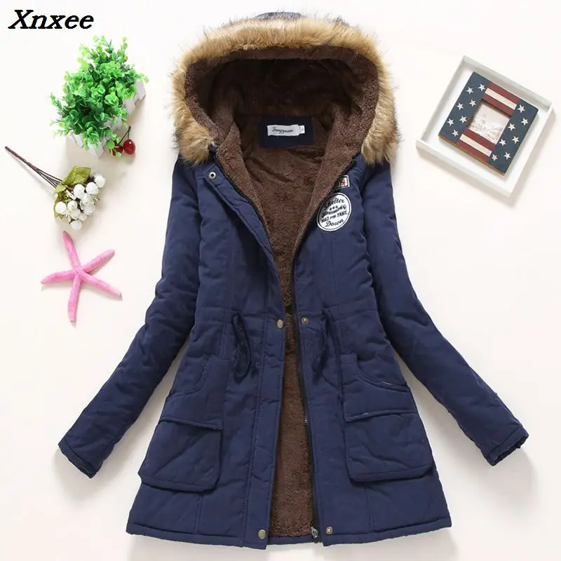 2018 winter jacket women wadded jacket female outerwear slim winter hooded coat long cotton padded fur collar parkas