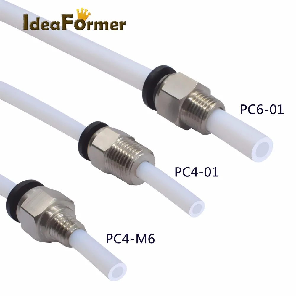 5pcs Quick Fitting PC4-01 PC6-01 PC4-M6 Straight Pneumatic Fitting Push Connector Feeding 1.75/3.0mm Filament PTFE Tube 2/4mm