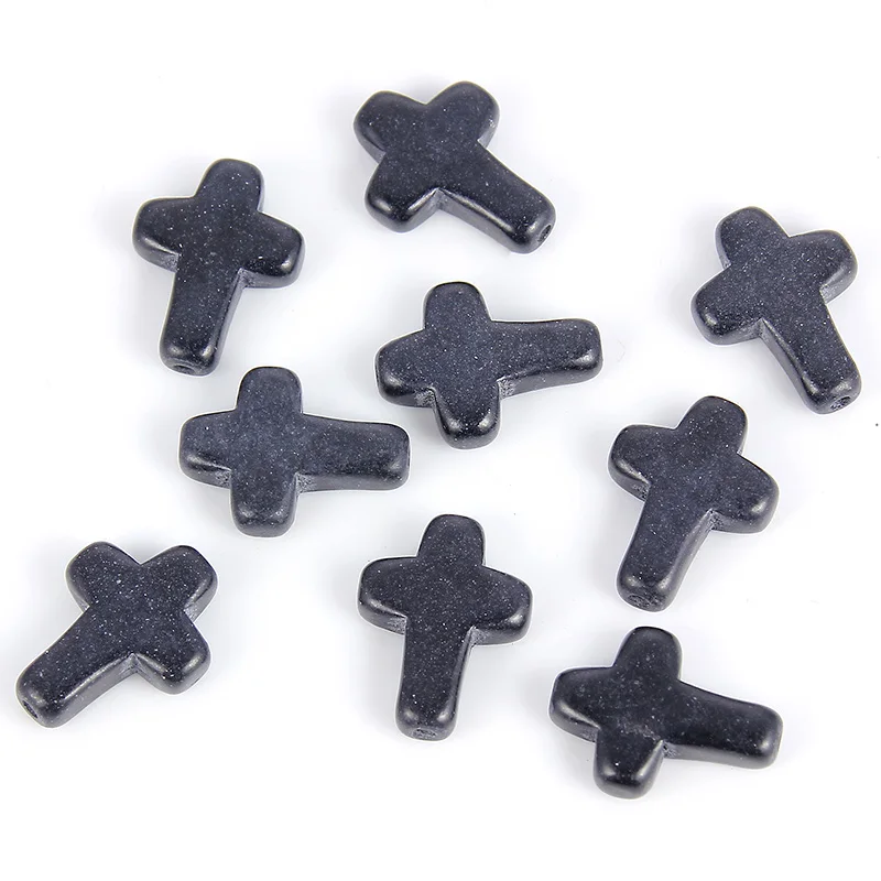 20pcs Natural Stone Cross Bead Charms For Woman Girls Charms Necklace Bracelet DIY Jewelry Making 15*11mm