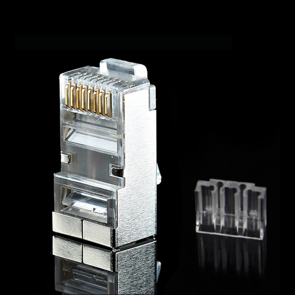 Xintylink Rj45 Connector Cat6 Ethernet Kabel Plug 8P8C Metalen Afgeschermde Jack Stp Rg Rj 45 Conector Lan Netwerk Cat 6 modulaire 50Pcs
