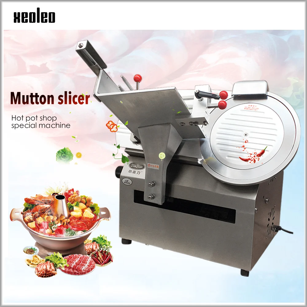 XEOLEO Electric Meat slicer Cut mutton roll Slicer Automatic Stainless Steel Meat Slice Machine 6000pc/H Slicing Machine 14inch