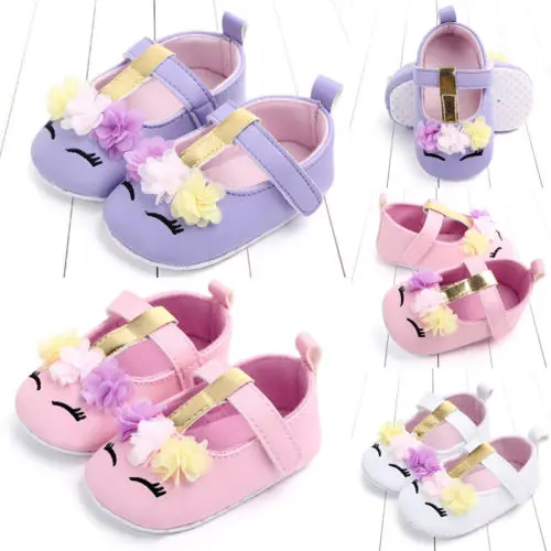 Infant Newborn Baby Girl Soft Sole PU Leather Mocassins Shoes Kids Girls Flower Cartoon Anti-Slip Walking Flat Shoes Prewalker