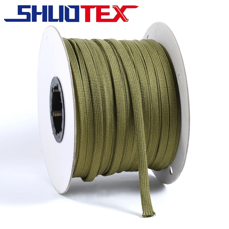 Military Green Polyester Wire Braided Casing