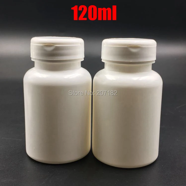 20pcs 120ml White Color Round HDPE Pills Bottles, Plastic Bottles, Powder Containers, Capsules Bottles with Flip Caps 120cc