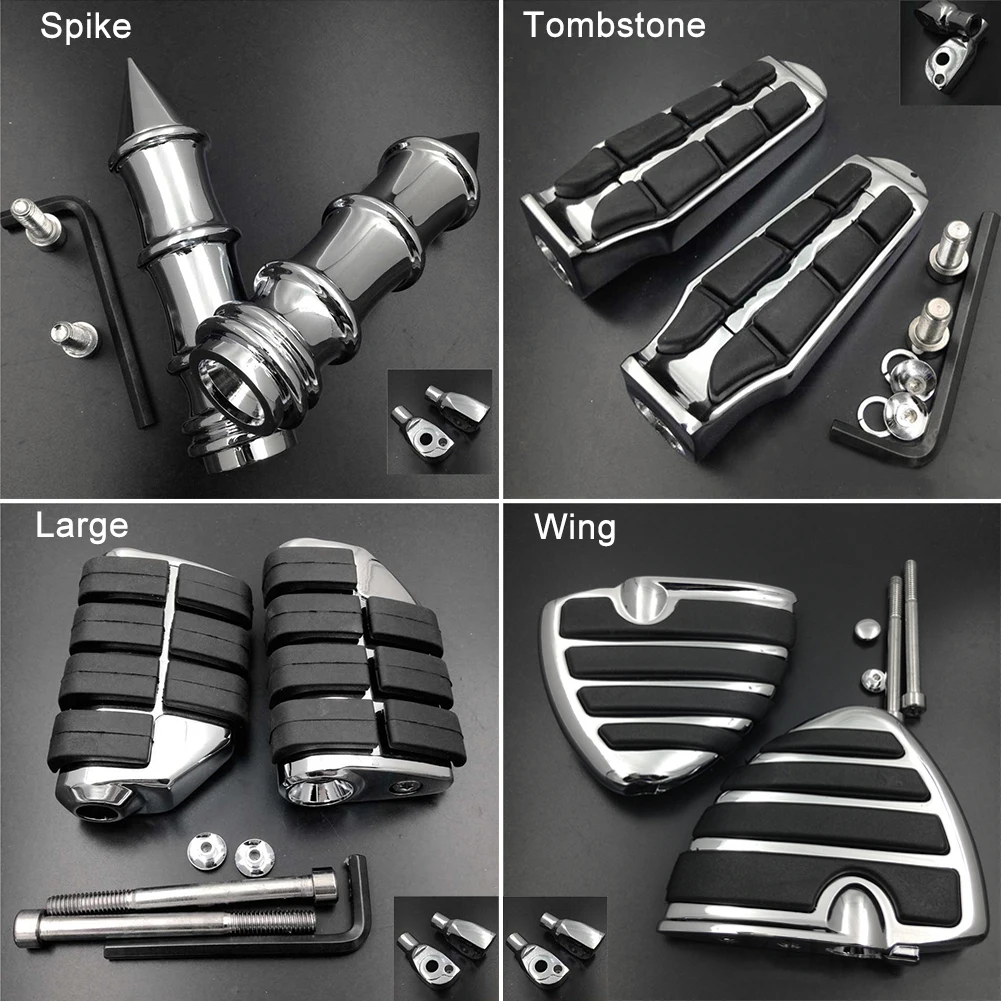 Front Large Wing Foot Peg For 2002-2009 03 Yamaha Road Star XV1700PC Warrior Spike footpeg Rest pedal Billet Rubber Motorcycle