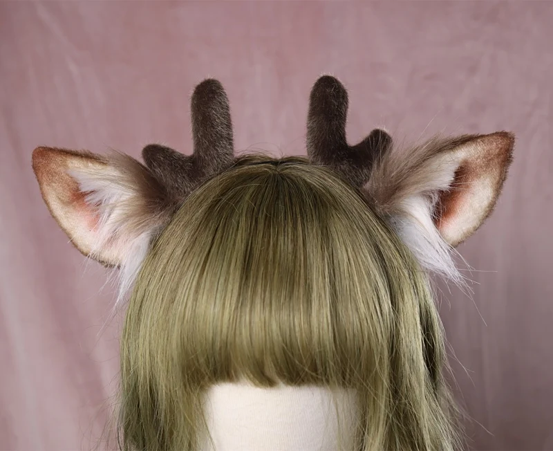 New Antler Fawn Deer Ears Horns Hairhoop  Headwear Girl Hair Accessories Hairband For Women Scrunchi Cosplay 