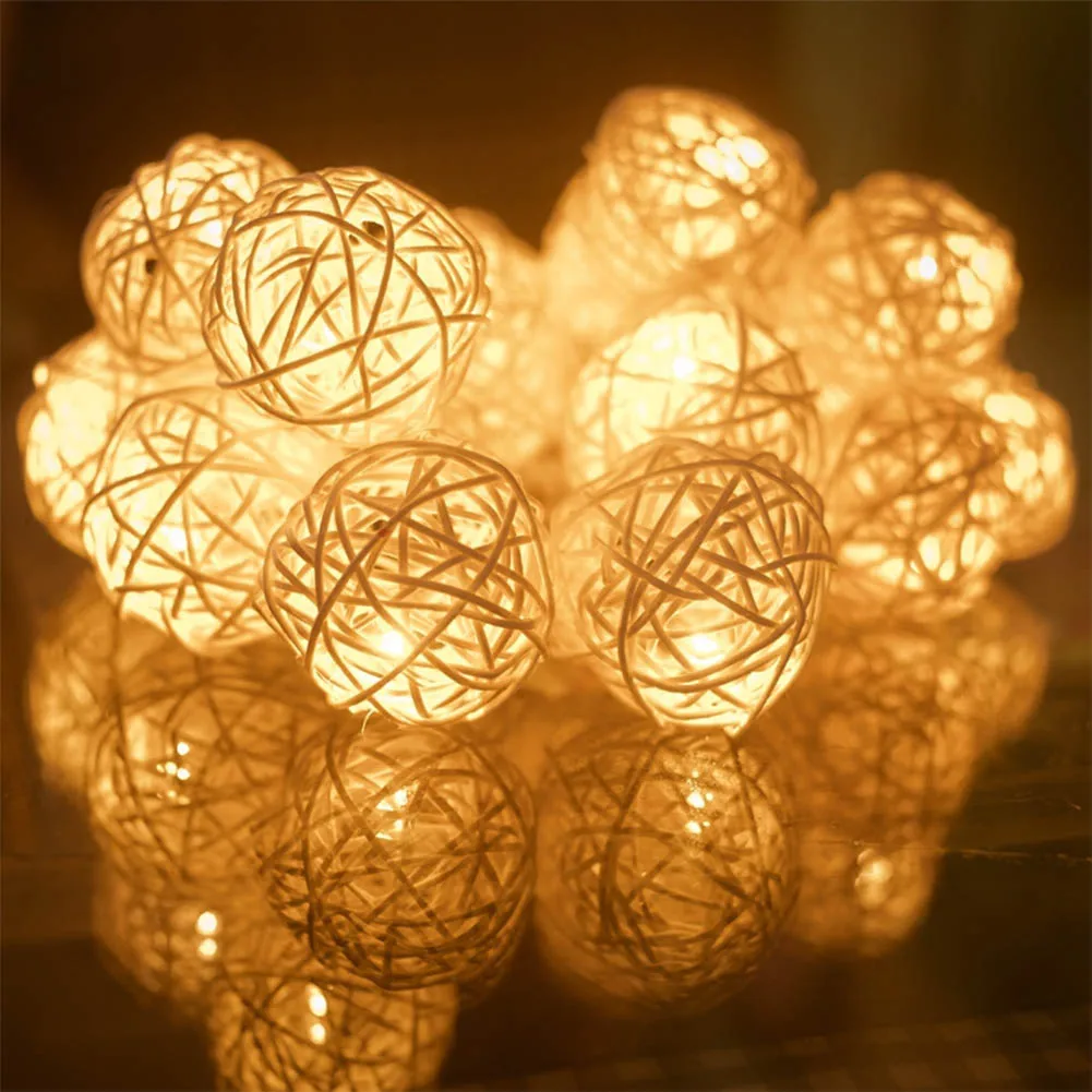 (Deal LED Light String Rattan Ball Fairy Light String Party Christmas Wedding Curtain Decoration illuminazioni 1M / 2M / 3M