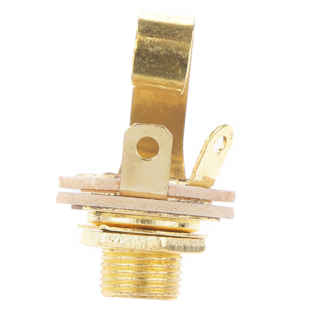 1/4' 6.35mm Zinc Alloy & Copper Single Track Guitar Output Jack Socket for Electric Guitar Bass Parts-Gold