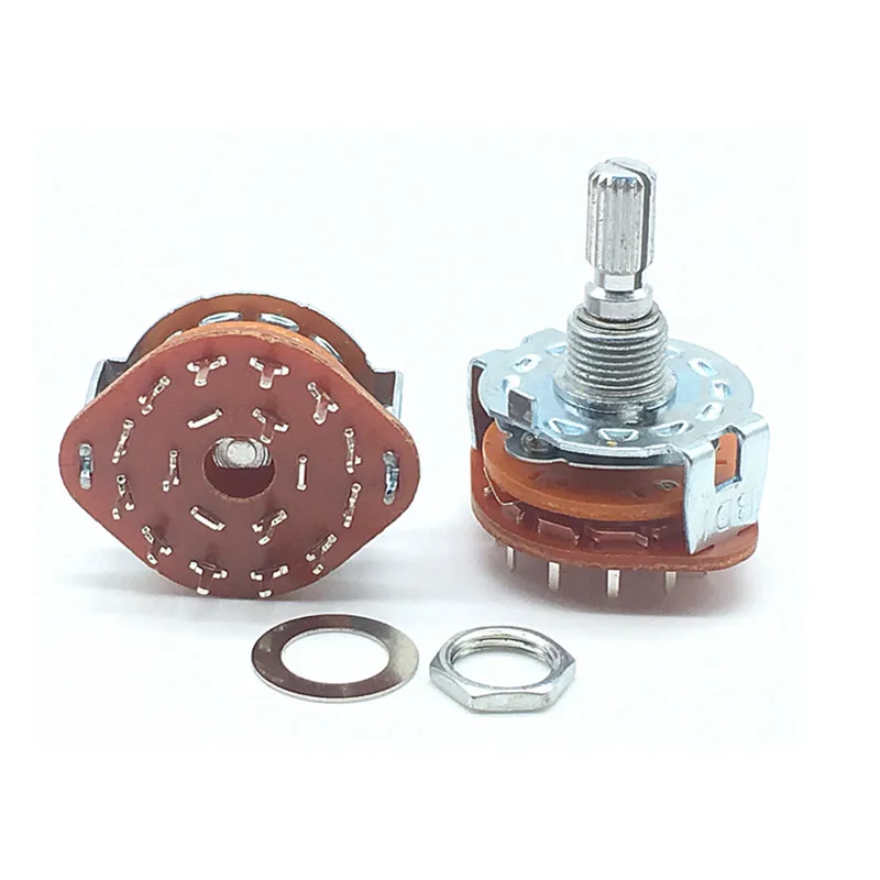 RS25 Shaft Panel Mount 3P4T Band Rotary Switch Selector 3 Pole 4 Position 20MM Plum Shaft