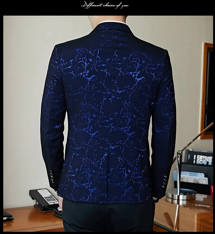 Luxury banquet party suit jacket evening dress fashion jacquard casual business jacket Slim men\'s wedding jacket men\'s clothing