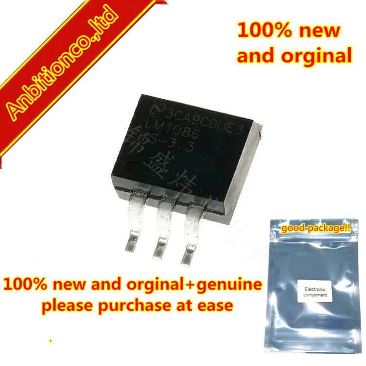 10pcs 100% new and orginal LM1086IS-3.3 LM1086ISX-3.3 LM1086 TO-263 LM1086 1.5A Low Dropout Positive Regulators 3.3V in stock