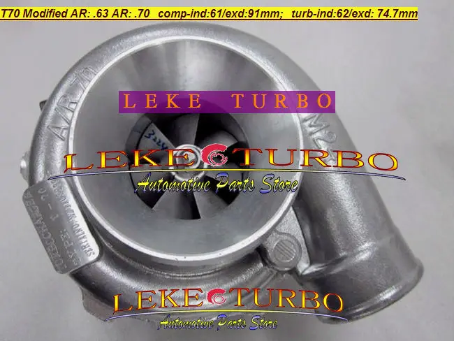 Wholesale NEW Modified Turbocharger T70 AR: .63 AR: .70 comp-ind:61/exd:91mm; turb-ind:62/exd: 74.7mm TURBO LEKEBOPOWER