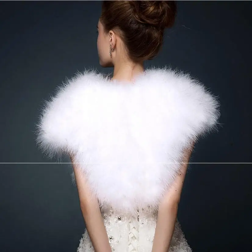 Ostrich Feathers Bolero Shrugh WaistCoat Vintage Marabou Feather Shrug stole bridal accessories Bridal Dress Evening cape S69