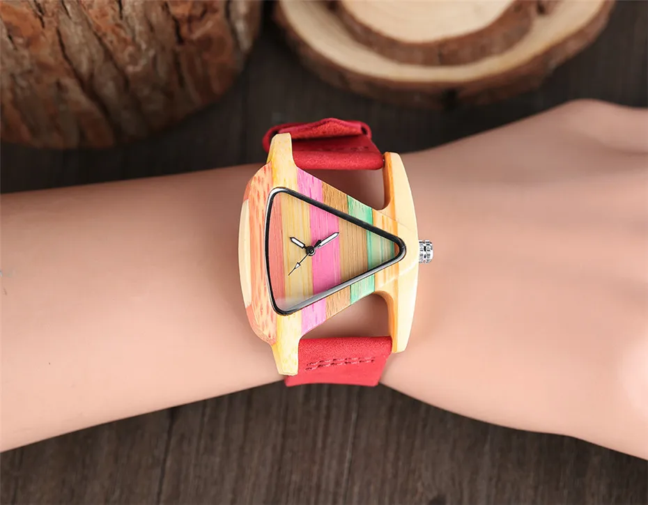 Reloj de madera único para mujer, relojes de cuarzo, pulsera de cuero genuino, relojes elegantes para mujer, regalos para mujer, envío directo