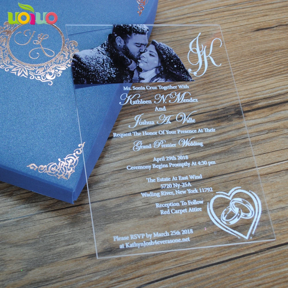 

Custom Photo Acrylic Wedding Invitation With Box