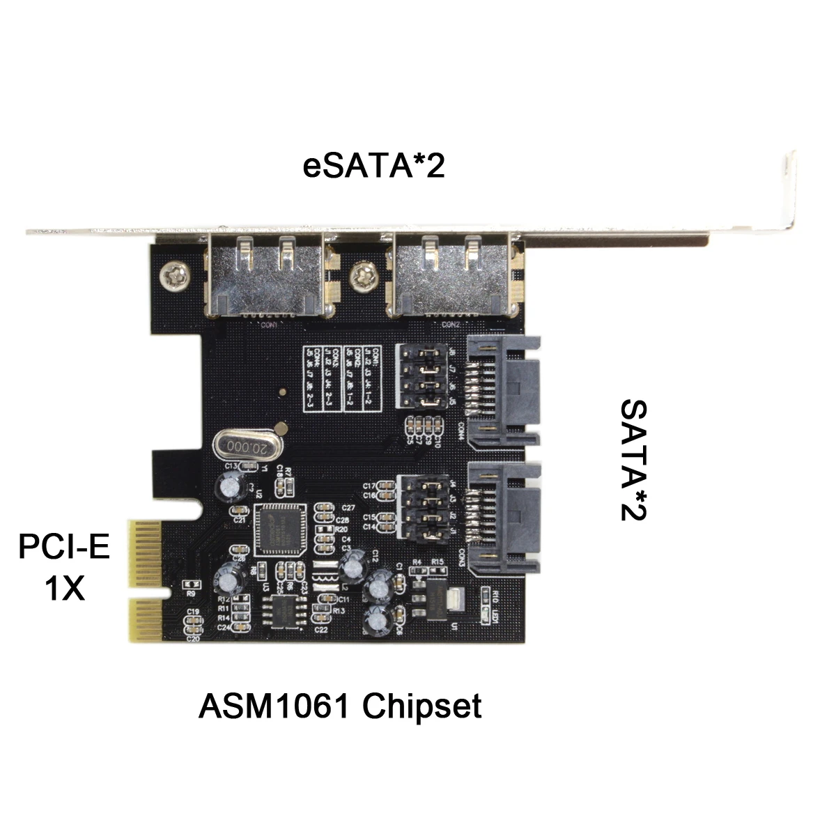 

Chenyang PCI-E Adapter PCI-E To 4 Ports SATA 3.0 ESATA PCIE SATA3 6Gbps Expansion Card Black