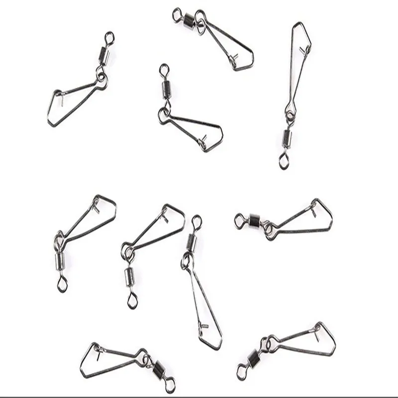 30PCS 2# 4# 6# 8#10# 12#14#  Stainless Steel Fishing Connector Barrel Swivels Rolling Swivel Nice Snap Pin Fishing Accessories