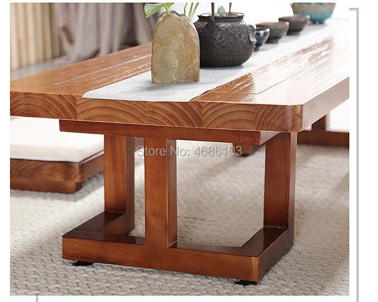 2023 Japanese Tatami Tea Table Solid Wooden Table Balcony Floating Window Zen Low Stool Basse De Salon