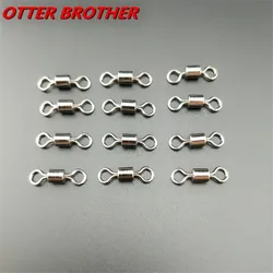50PCS Fishing Ball Bearing Rolling Swivel Solid Rings 2#4#6#810#12#14# Shape Stainless Steel Connector Lures Fishing Tackle