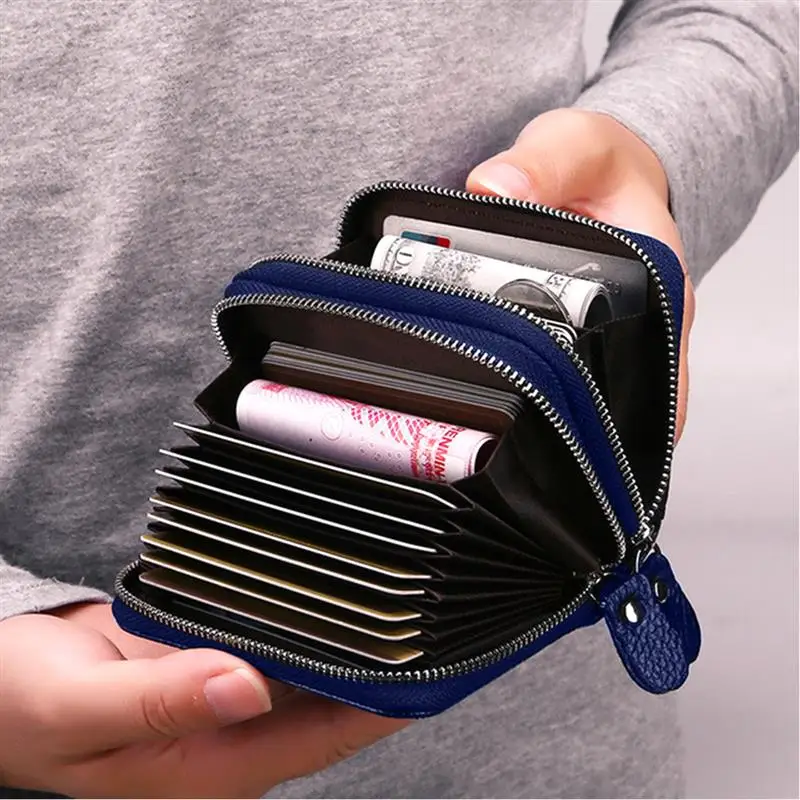 

Fashion Genuine Leather Women Wallet Female Ladies Double Layers Coin Purse For Female Men Money Pouch With Card Holder