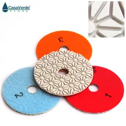 DC-SFW3PP01 4 inch D100mm resin and diamond wet 3 step polishing pads for stone/concrete