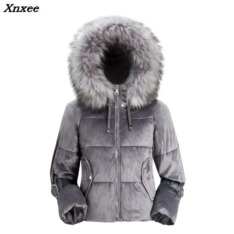 Woman Winter Jacket Coat 2018 Hooded Fur Collar Cotton Padded Jacket Short Hood Slim Parkas  Thicken Female Outerwear