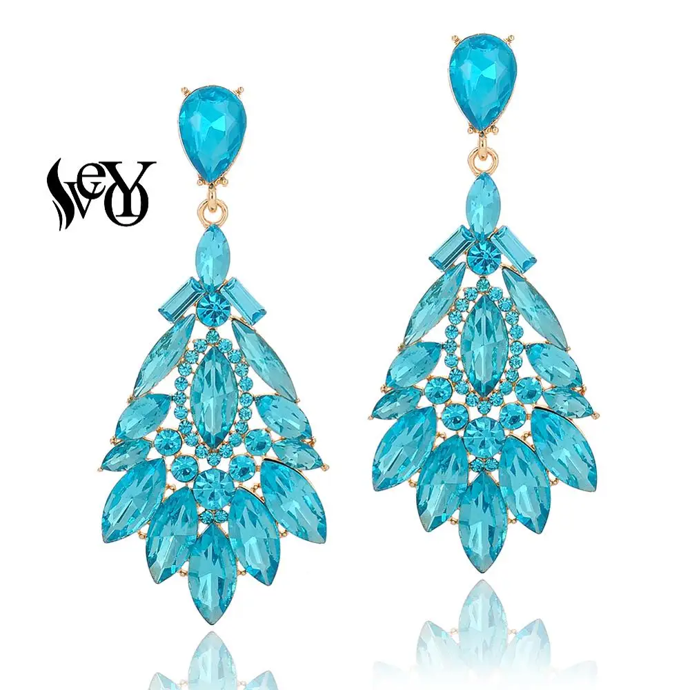 VEYO Classic Luxury Crystal Drop Earrings for Women 4 color Fashion Jewelry Gift