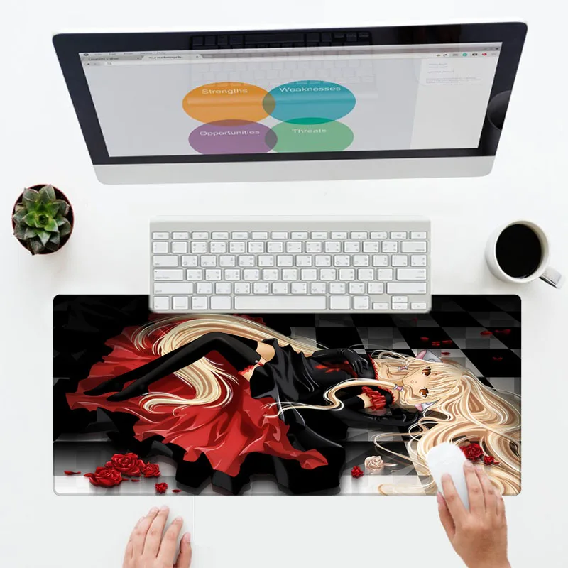 XGZ Custom Print Anime Mouse Pad Lying Beautiful Girl Wallpaper Rubber Large Size Gaming Keyboard Laptop Mouse Pads for Gift