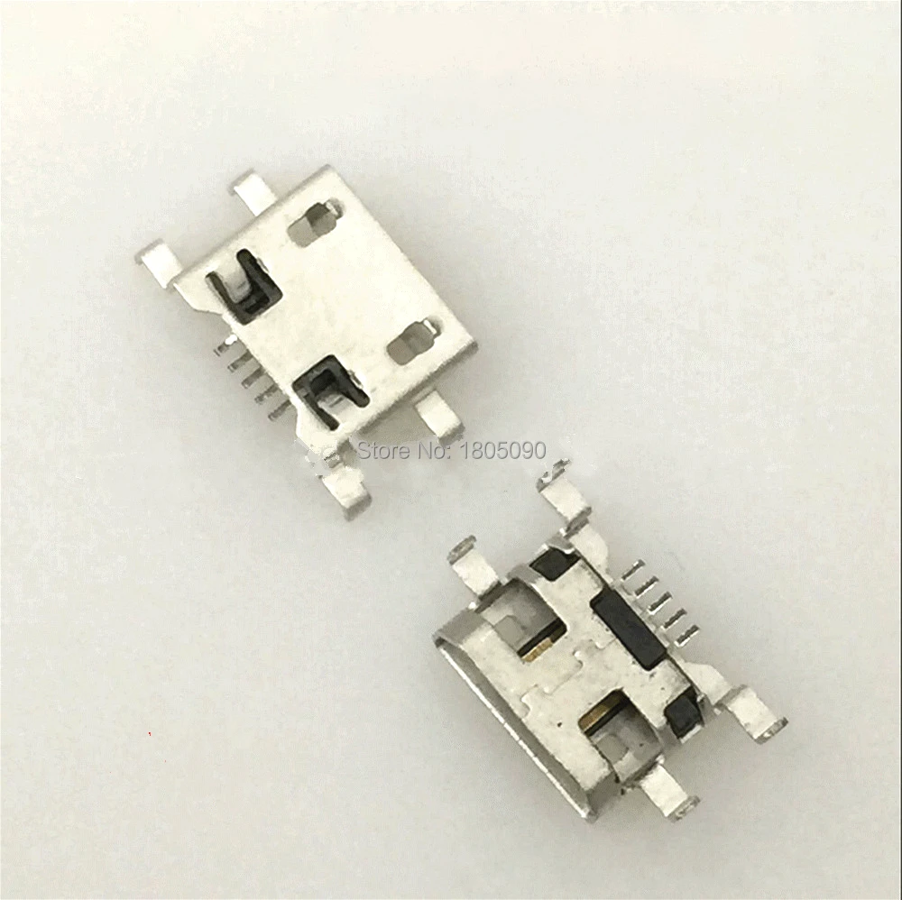 100pcs Micro USB Connector 5pin 0.72mm heavy plate B type no curling side Female Jack For Huawei zte V880 Mobile Mini USB