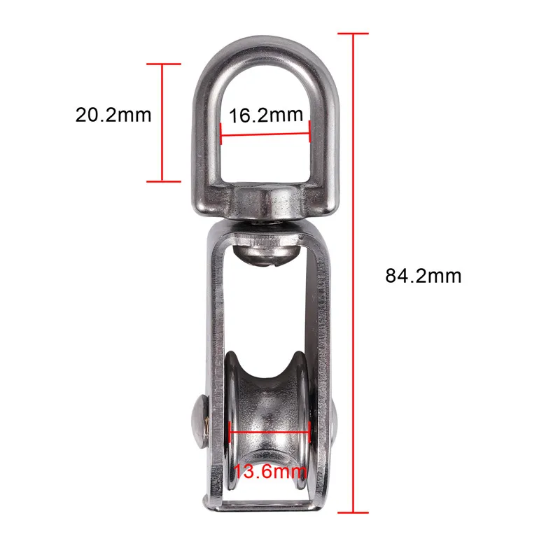 Neoteck 4Pcs Stainless Steel M25 Steel Wire Pulley Heavy Duty Steel Single Wheel Swivel Lifting Rope Pulley Block For Wire Rope