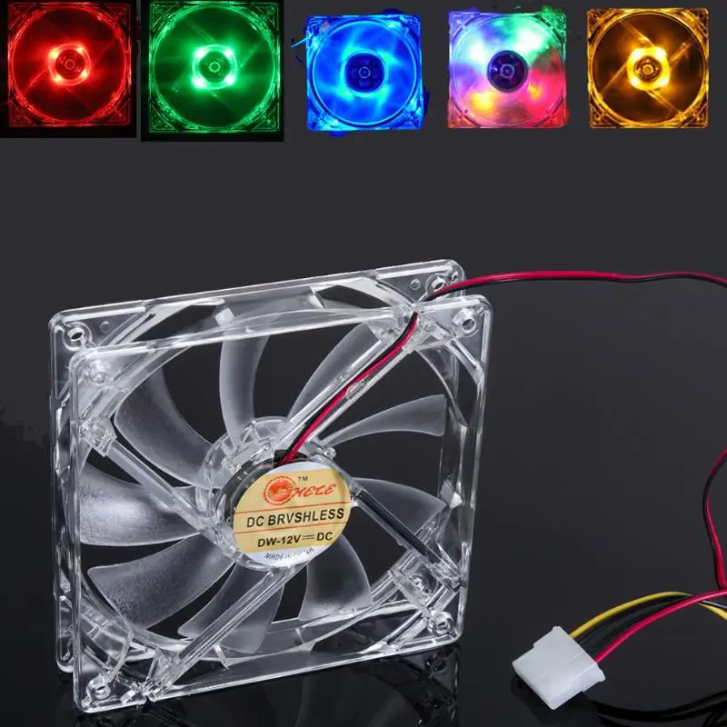 120mm Computer PC 4 LED Light Cooling Fan 12cm 4Pin Transparent Clear Case LED Luminous Chassis CPU Cooler Heatsink