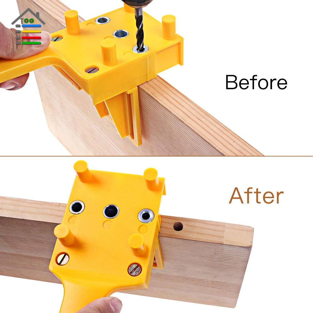 Wood Dowel Jig Kit 6 8 10mm Drill Guide Set with Wooden Pins Center Dowel Tenon Handheld Woodworking Quick Doweling Joints