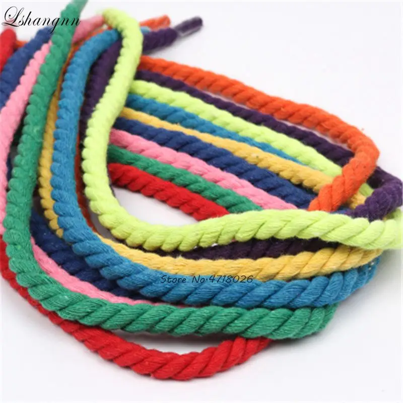 Lshangnn 100% Cotton 3 Shares Twisted Cotton Cords 12mm DIY Craft Decoration Rope Cotton Cord for Bag Drawstring Belt 15 Colors